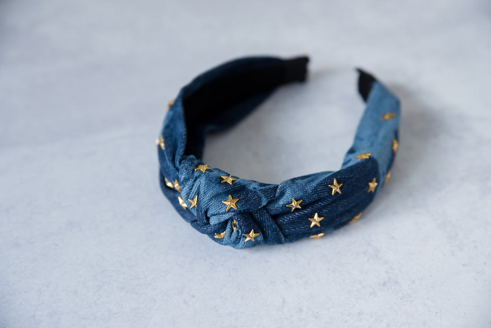 Stars on Denim Headband-Julia Rose-Inspired by Justeen-Women's Clothing Boutique