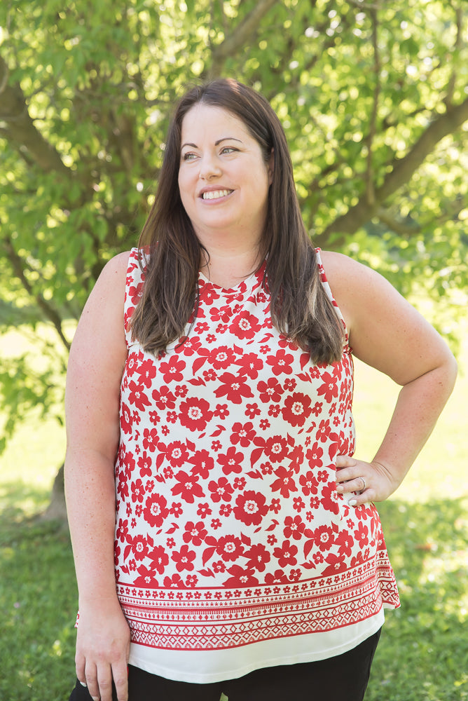 The Lady in Red Top-White Birch-Inspired by Justeen-Women's Clothing Boutique