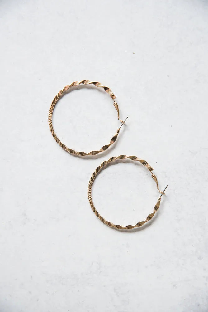 Twisted Gold Hoop Earrings-Urbanista-Inspired by Justeen-Women's Clothing Boutique