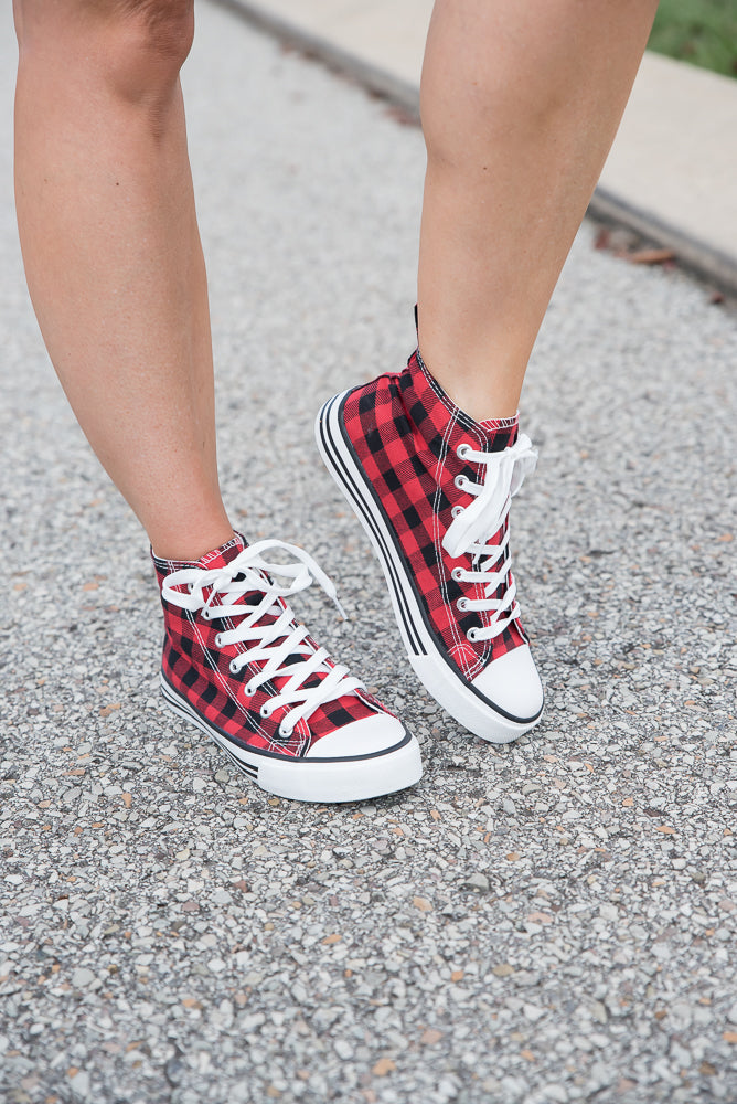 Got the Look Sneakers in Red Plaid-Miami Shoes-Inspired by Justeen-Women's Clothing Boutique