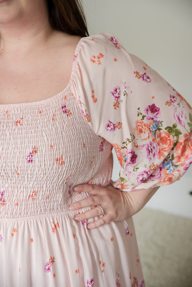 Elegant and Sweet Floral Dress-White Birch-Inspired by Justeen-Women's Clothing Boutique