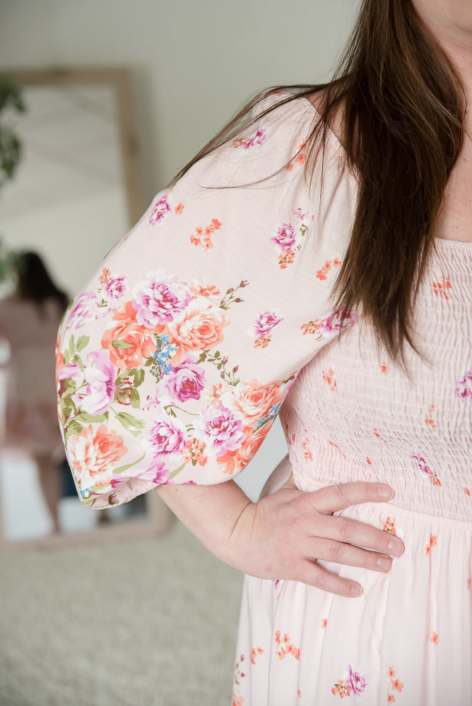 Elegant and Sweet Floral Dress-White Birch-Inspired by Justeen-Women's Clothing Boutique