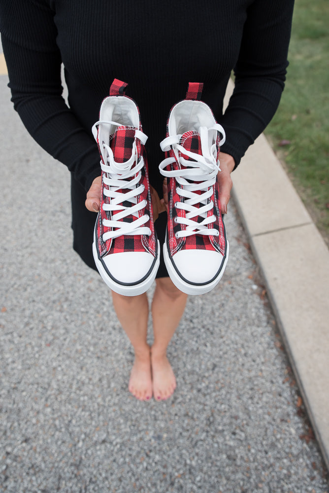 Got the Look Sneakers in Red Plaid-Miami Shoes-Inspired by Justeen-Women's Clothing Boutique