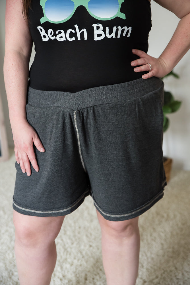 Crossover Charcoal Shorts-White Birch-Inspired by Justeen-Women's Clothing Boutique