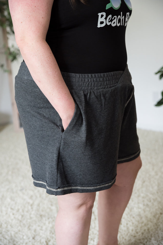 Crossover Charcoal Shorts-White Birch-Inspired by Justeen-Women's Clothing Boutique