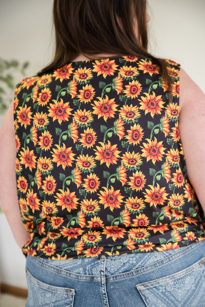 Seeking Sunflowers Lace Tank-YFW-Inspired by Justeen-Women's Clothing Boutique in Chicago, Illinois