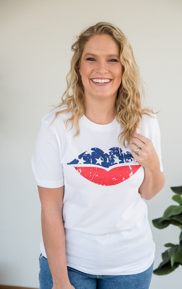 American Lips Graphic Tee-BT Graphic Tee-Inspired by Justeen-Women's Clothing Boutique