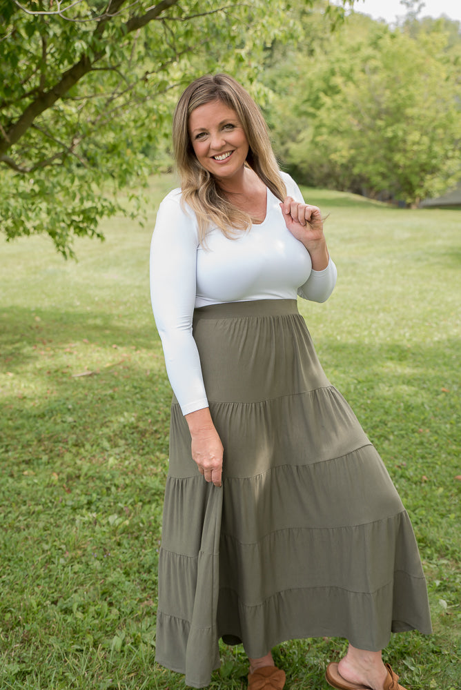 All Around Skirt in Olive-Zenana-Inspired by Justeen-Women's Clothing Boutique in Chicago, Illinois