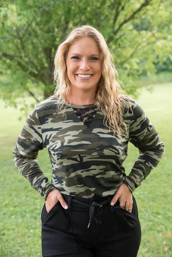 Classy in Camo Lace Top-YFW-Inspired by Justeen-Women's Clothing Boutique