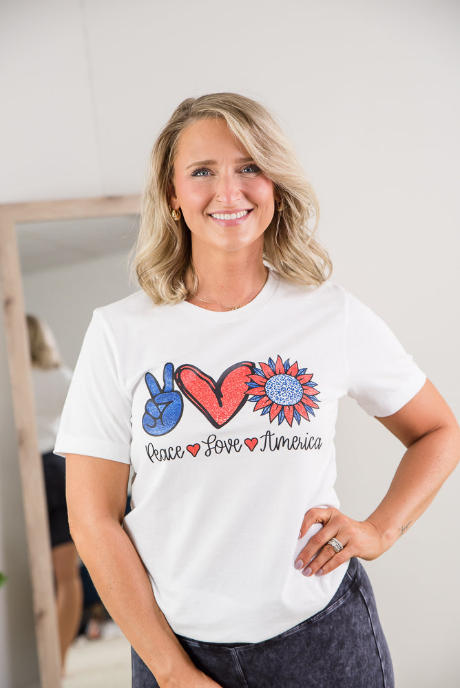 Peace Love America Tee-BT Graphic Tee-Inspired by Justeen-Women's Clothing Boutique