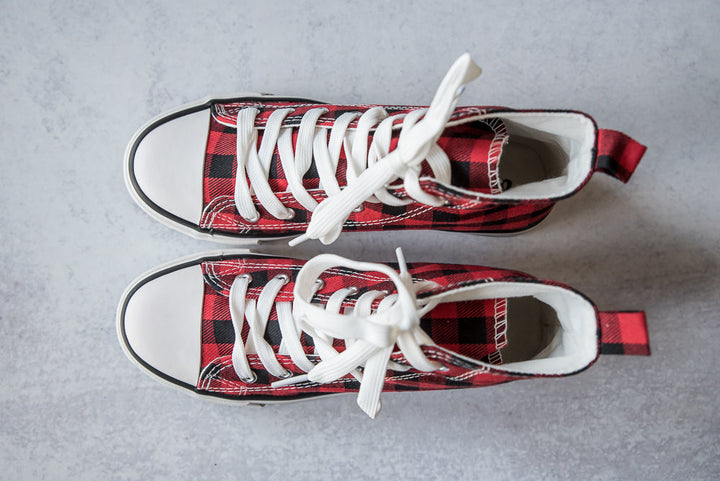 Got the Look Sneakers in Red Plaid-Miami Shoes-Inspired by Justeen-Women's Clothing Boutique