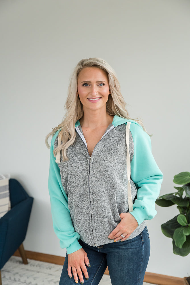 How It's Mint to Be Zip Hoodie-Zenana-Inspired by Justeen-Women's Clothing Boutique