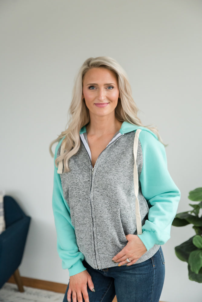 How It's Mint to Be Zip Hoodie-Zenana-Inspired by Justeen-Women's Clothing Boutique