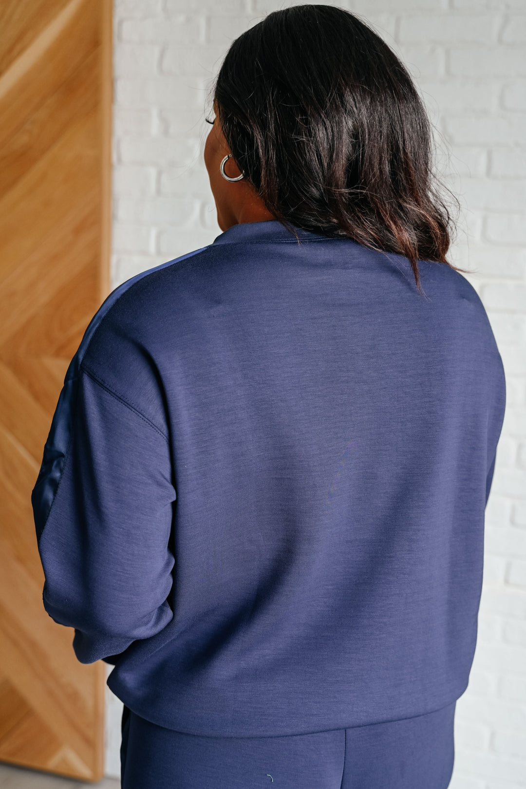 Lysa Satin Stripe Pullover in Smoky Navy-Sweaters/Sweatshirts-Inspired by Justeen-Women's Clothing Boutique