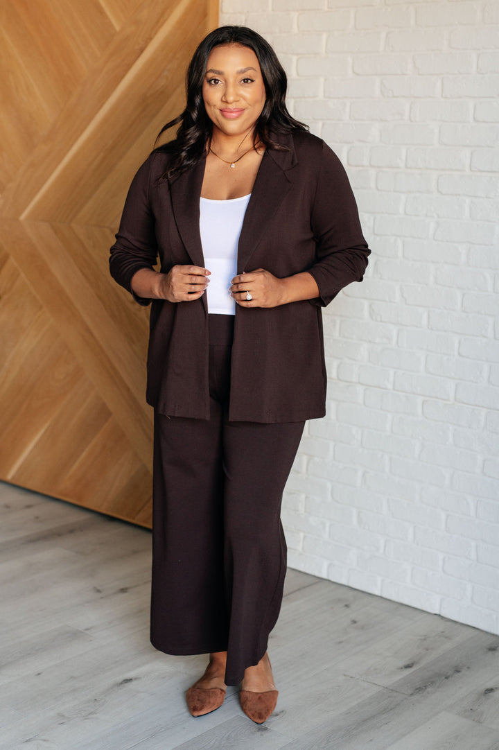 Magic 3/4 Blazer in Chocolate-Outerwear-Inspired by Justeen-Women's Clothing Boutique