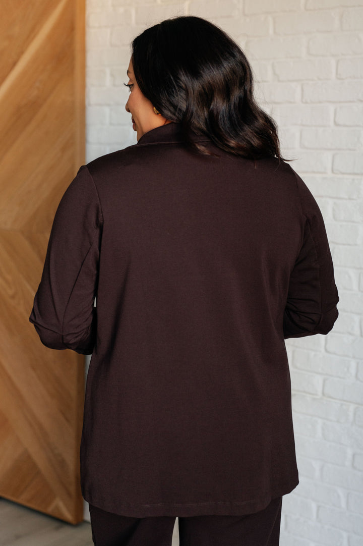 Magic 3/4 Blazer in Chocolate-Outerwear-Inspired by Justeen-Women's Clothing Boutique