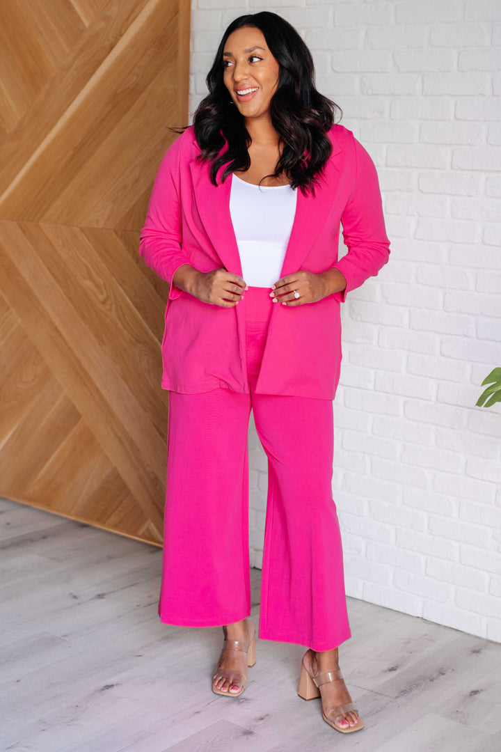 Magic 3/4 Blazer in Hot Pink-Outerwear-Inspired by Justeen-Women's Clothing Boutique