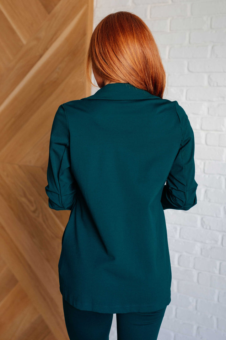 Magic 3/4 Blazer in Hunter Green-Outerwear-Inspired by Justeen-Women's Clothing Boutique