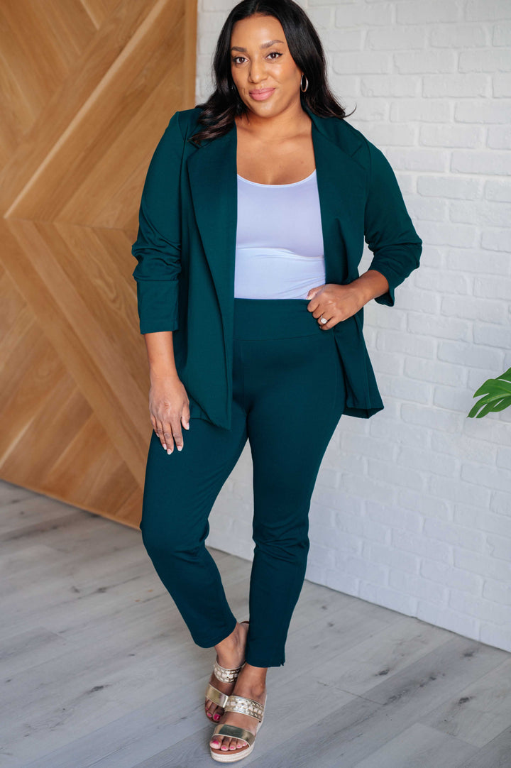 Magic 3/4 Blazer in Hunter Green-Outerwear-Inspired by Justeen-Women's Clothing Boutique