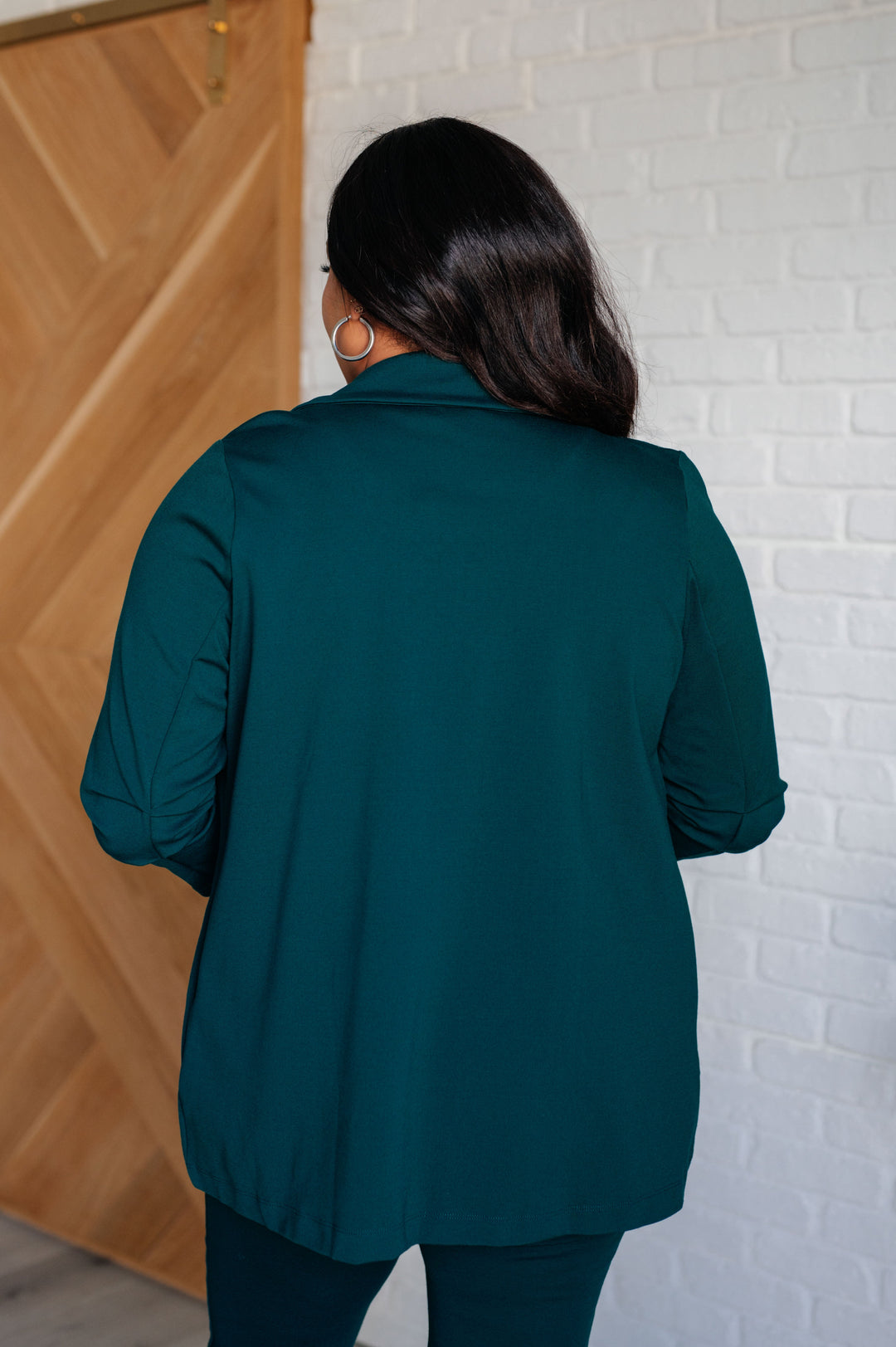 Magic 3/4 Blazer in Hunter Green-Outerwear-Inspired by Justeen-Women's Clothing Boutique