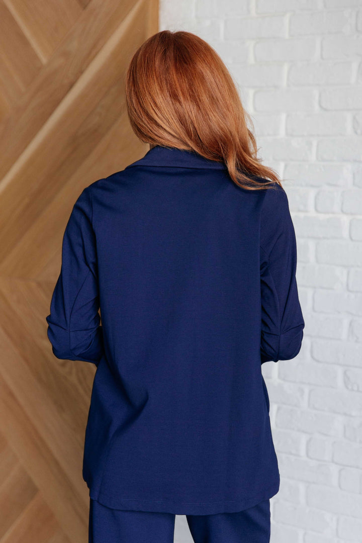 Magic 3/4 Blazer in Navy-Outerwear-Inspired by Justeen-Women's Clothing Boutique