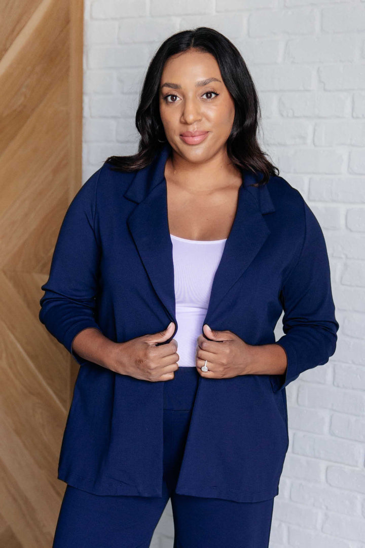 Magic 3/4 Blazer in Navy-Outerwear-Inspired by Justeen-Women's Clothing Boutique