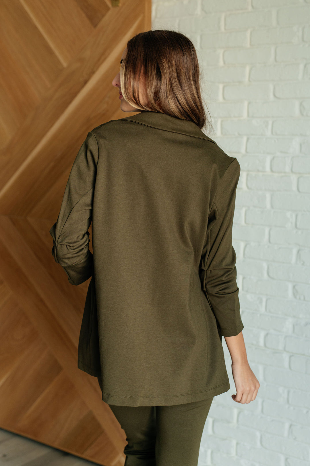 Magic 3/4 Blazer in Olive-Outerwear-Inspired by Justeen-Women's Clothing Boutique