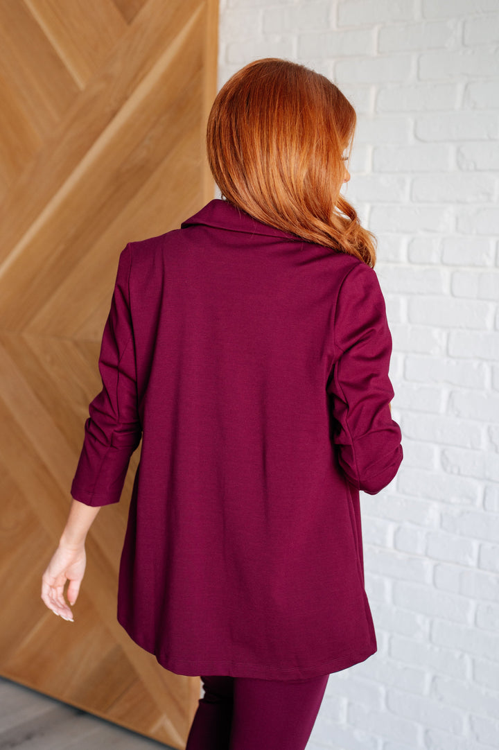 Magic 3/4 Blazer in Wine-Outerwear-Inspired by Justeen-Women's Clothing Boutique