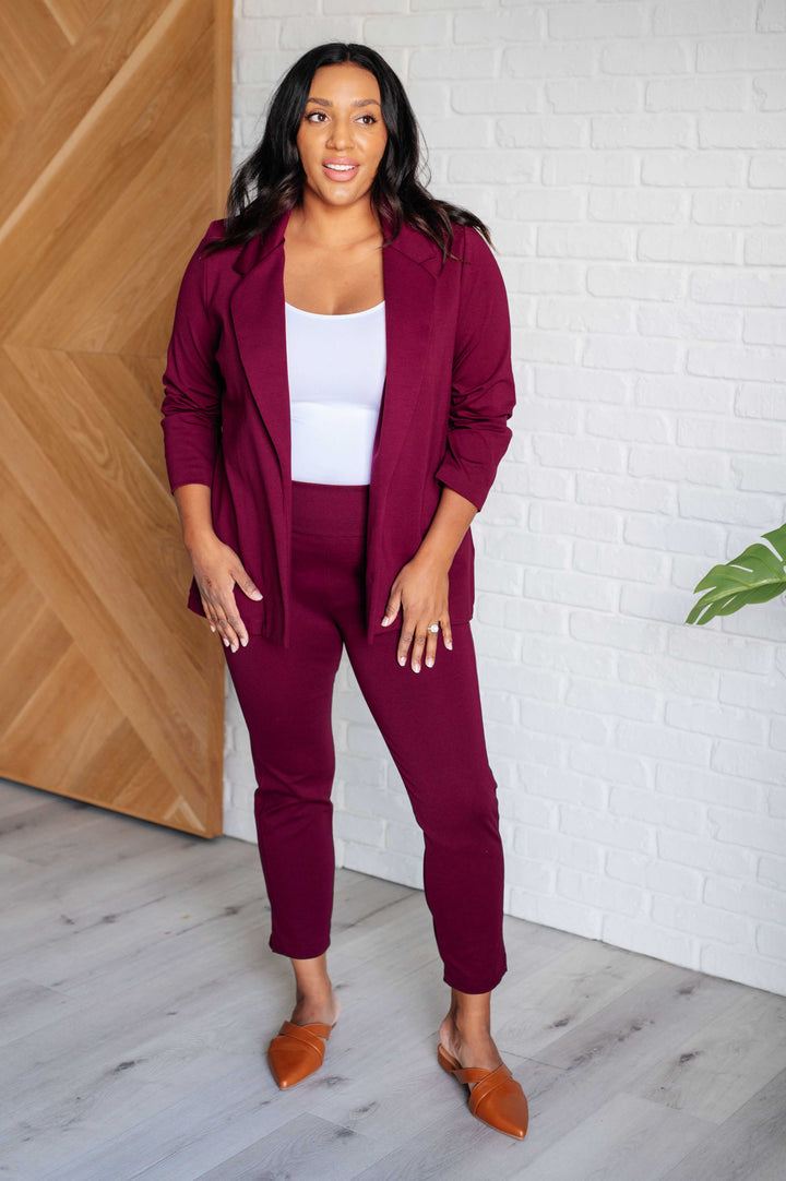 Magic 3/4 Blazer in Wine-Outerwear-Inspired by Justeen-Women's Clothing Boutique