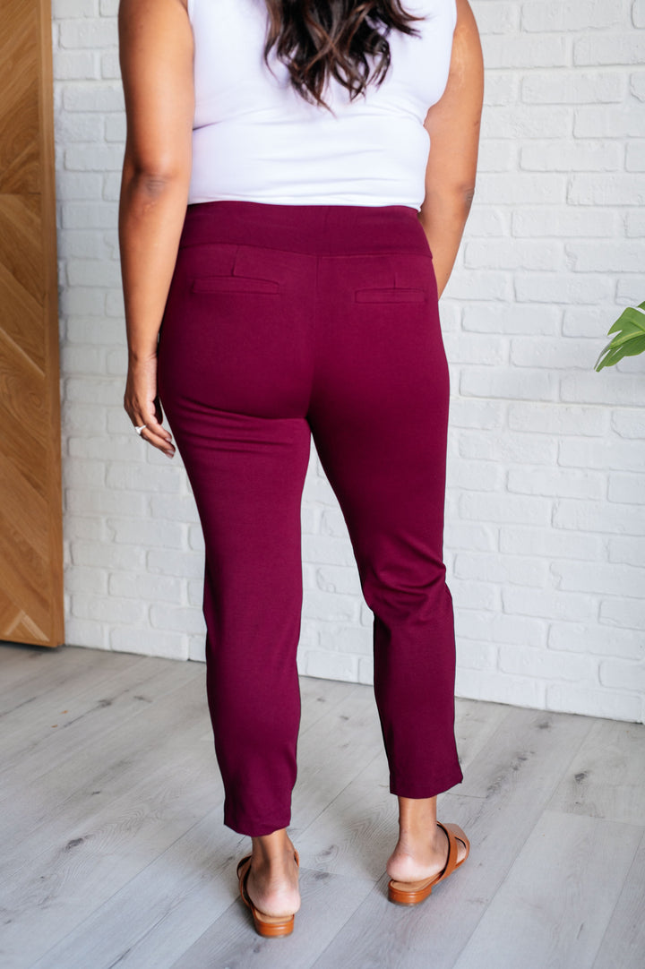 Magic Ankle Crop Skinny Pants in Wine-Pants-Inspired by Justeen-Women's Clothing Boutique