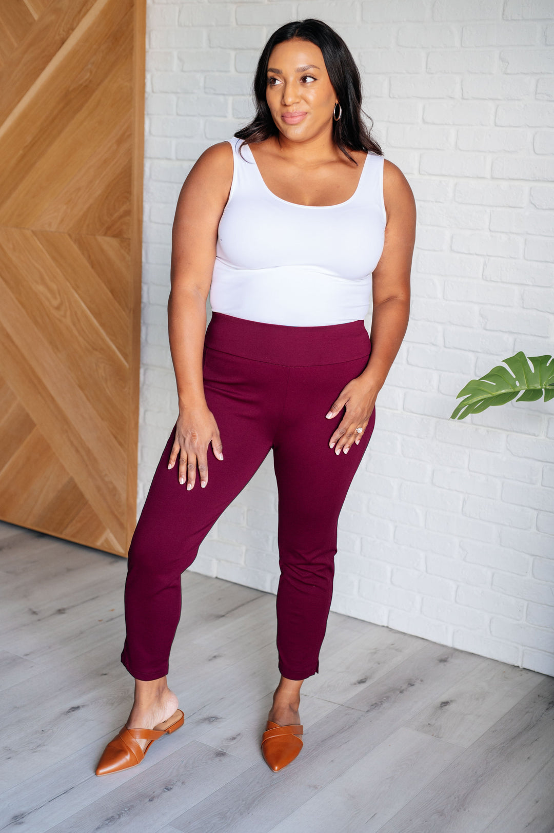 Magic Ankle Crop Skinny Pants in Wine-Pants-Inspired by Justeen-Women's Clothing Boutique