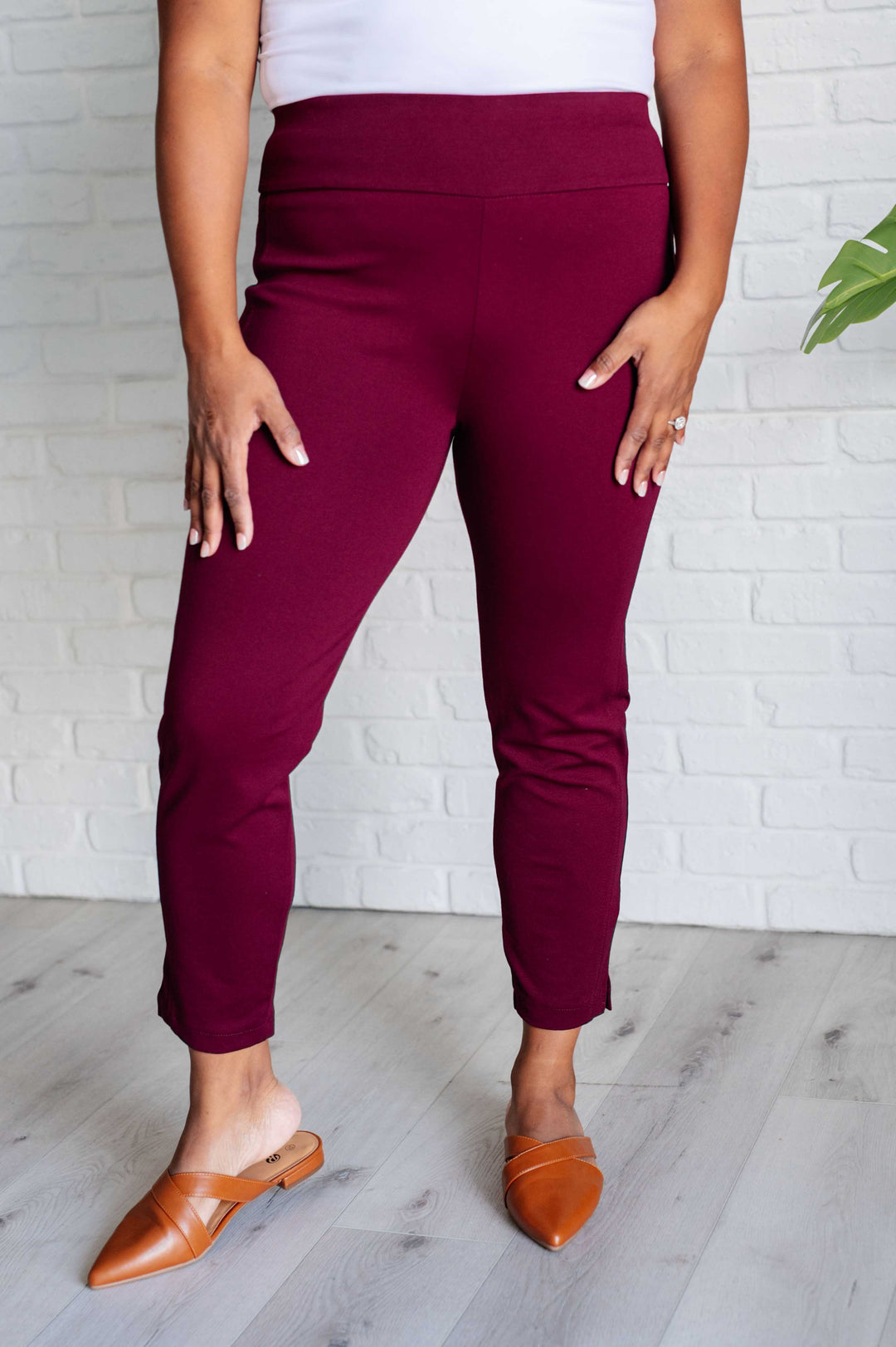 Magic Ankle Crop Skinny Pants in Wine-Pants-Inspired by Justeen-Women's Clothing Boutique