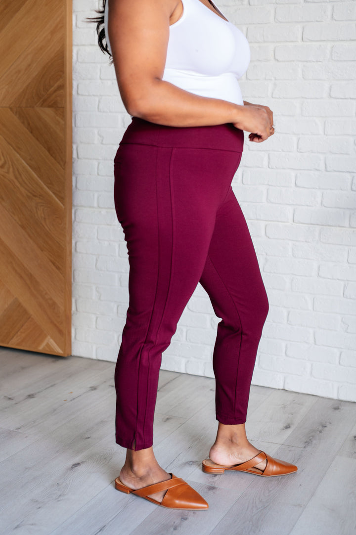 Magic Ankle Crop Skinny Pants in Wine-Pants-Inspired by Justeen-Women's Clothing Boutique