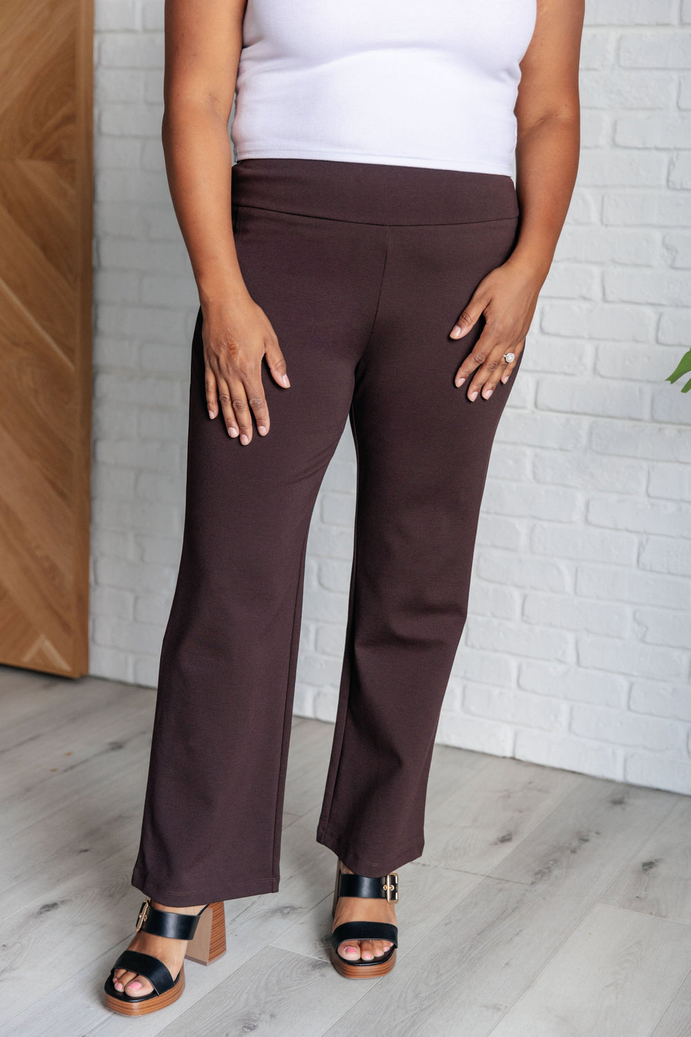 Magic Straight Pants in Chocolate-Pants-Inspired by Justeen-Women's Clothing Boutique