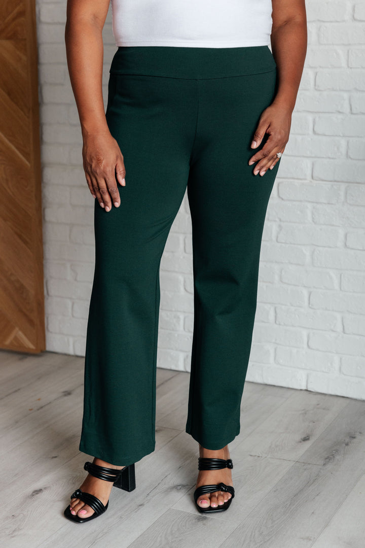 Magic Straight Pants in Hunter Green-Pants-Inspired by Justeen-Women's Clothing Boutique