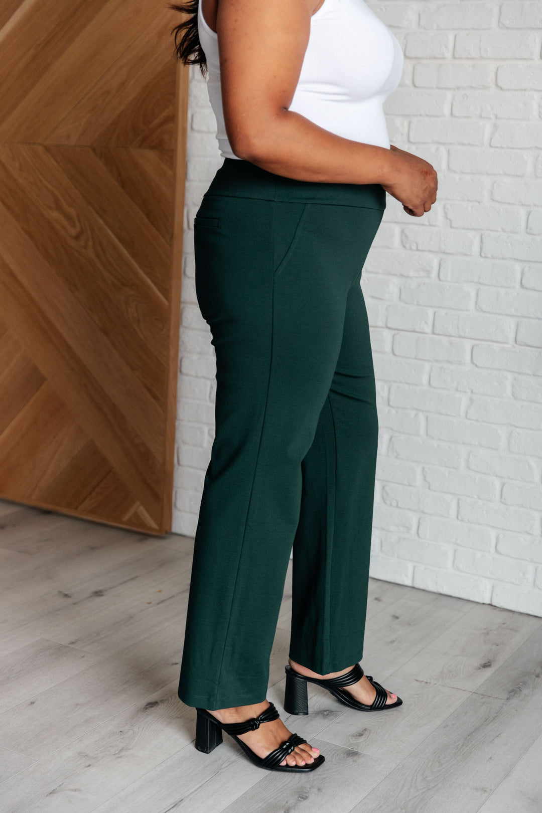 Magic Straight Pants in Hunter Green-Pants-Inspired by Justeen-Women's Clothing Boutique