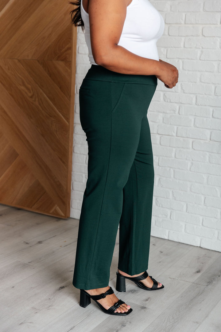 Magic Straight Pants in Hunter Green-Pants-Inspired by Justeen-Women's Clothing Boutique