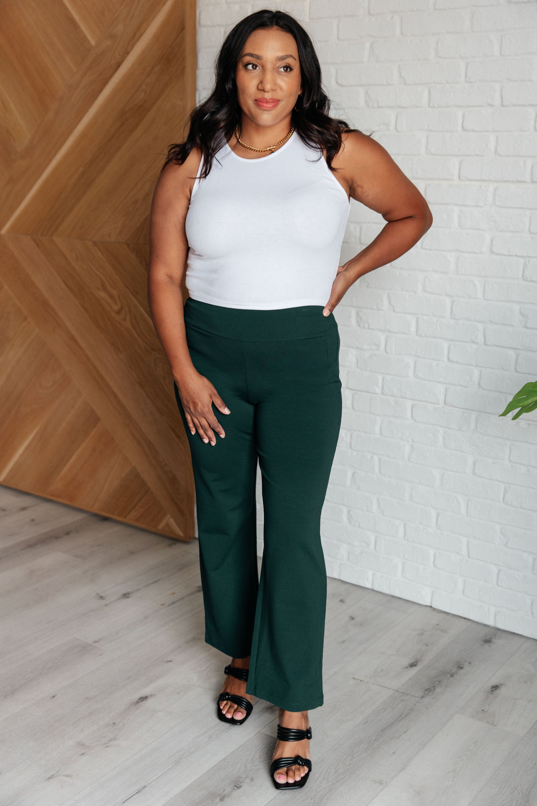 Magic Straight Pants in Hunter Green-Pants-Inspired by Justeen-Women's Clothing Boutique