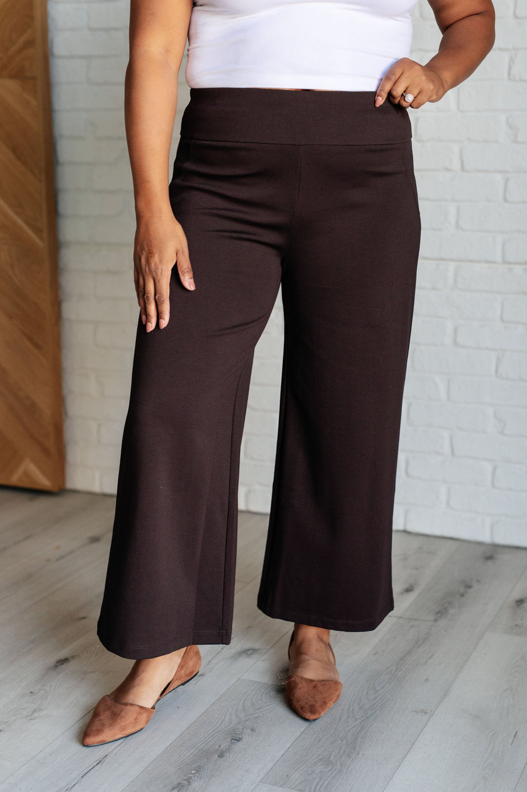 Magic Wide Leg Crop Pants in Chocolate-Pants-Inspired by Justeen-Women's Clothing Boutique