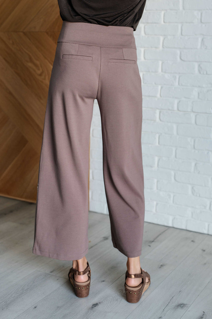 Magic Wide Leg Crop Pants in Dark Mocha-Pants-Inspired by Justeen-Women's Clothing Boutique