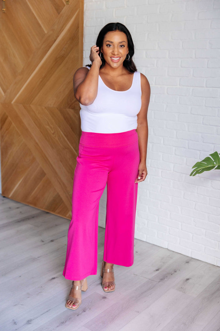 Magic Wide Leg Crop Pants in Hot Pink-Pants-Inspired by Justeen-Women's Clothing Boutique