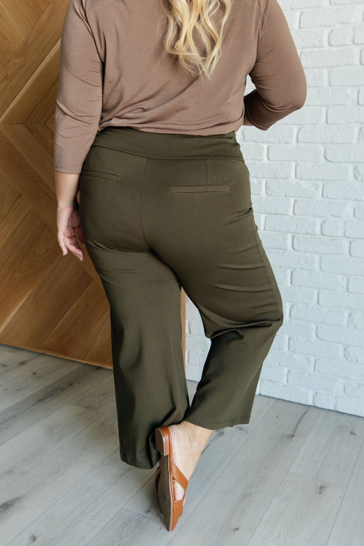 Magic Wide Leg Crop Pants in Olive-Pants-Inspired by Justeen-Women's Clothing Boutique