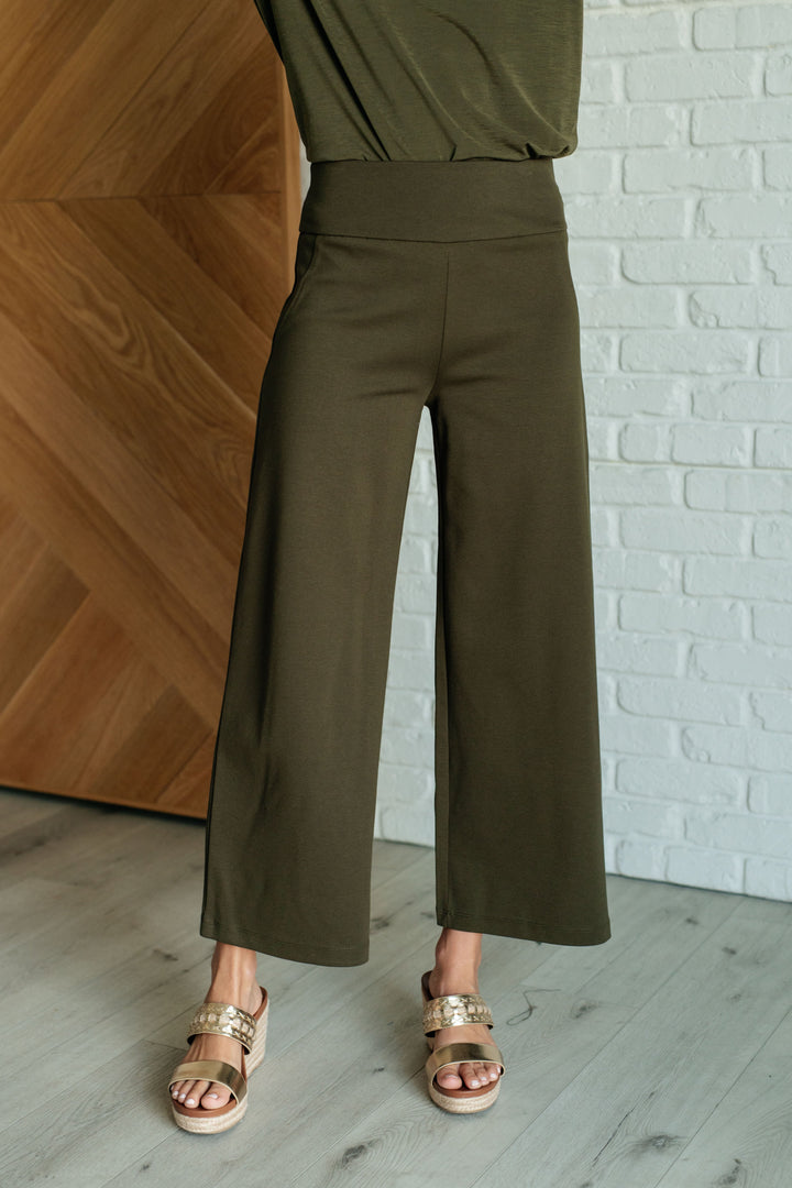 Magic Wide Leg Crop Pants in Olive-Pants-Inspired by Justeen-Women's Clothing Boutique