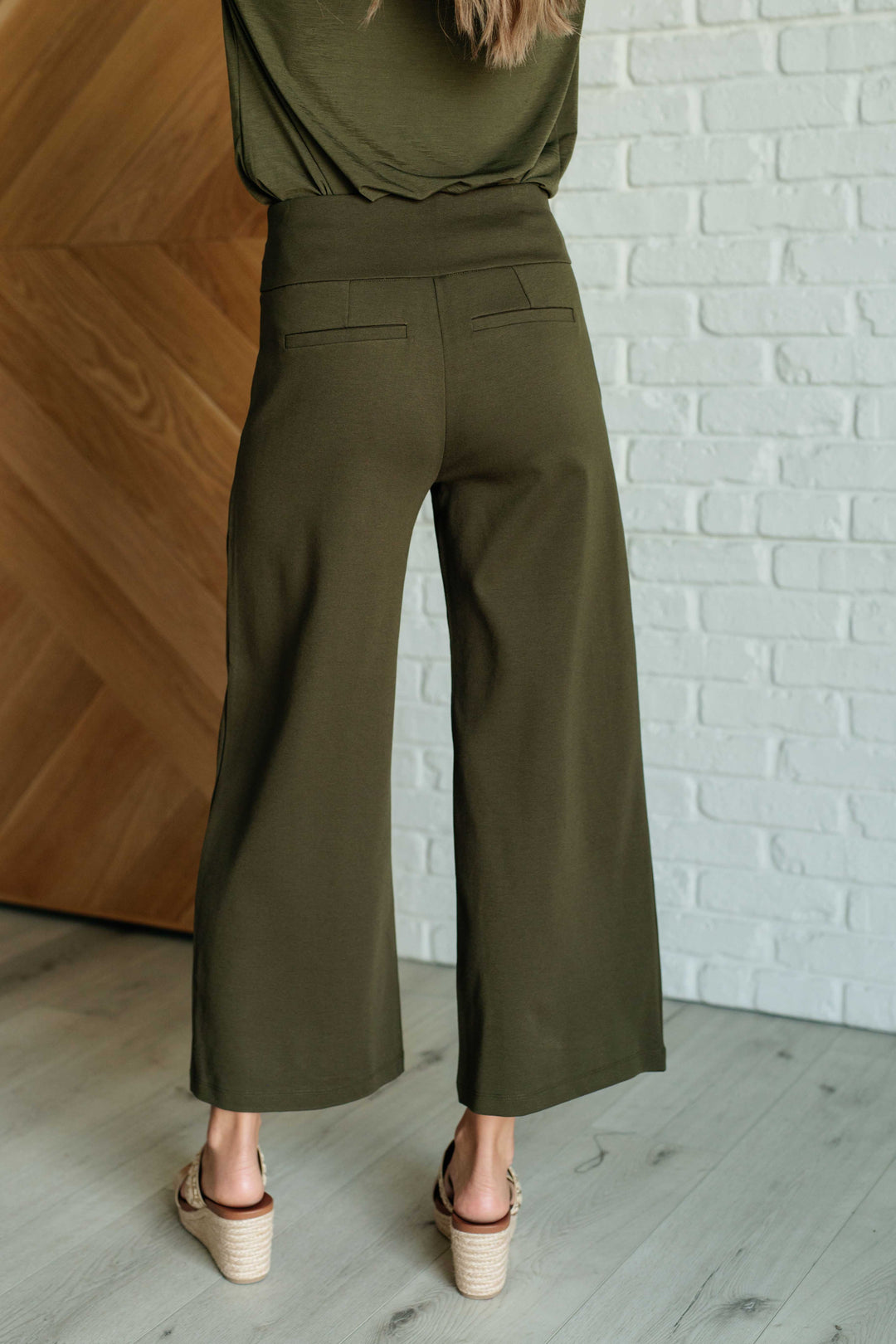 Magic Wide Leg Crop Pants in Olive-Pants-Inspired by Justeen-Women's Clothing Boutique