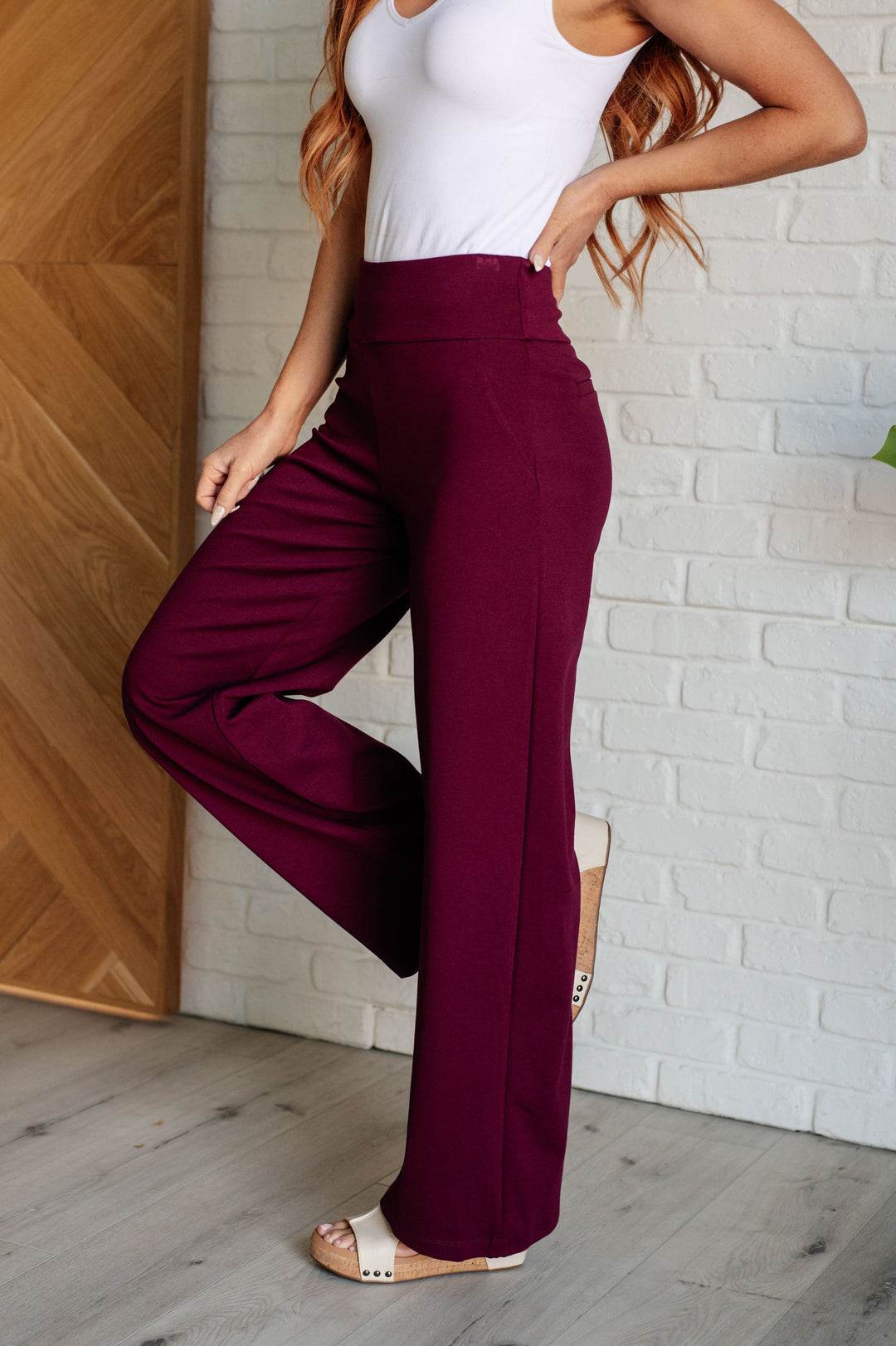 Magic Wide Leg Pants in Wine-Pants-Inspired by Justeen-Women's Clothing Boutique