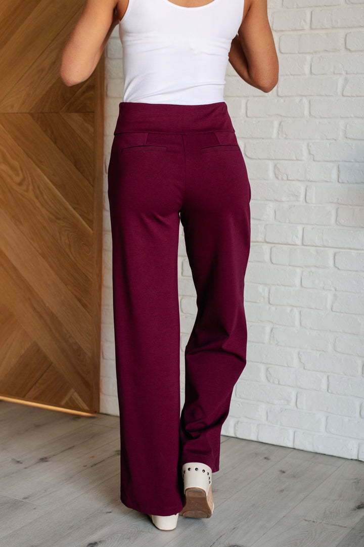 Magic Wide Leg Pants in Wine-Pants-Inspired by Justeen-Women's Clothing Boutique