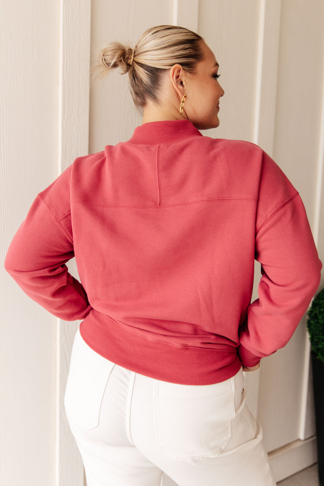 Make No Mistake Mock Neck Pullover in Cranberry-Sweaters/Sweatshirts-Inspired by Justeen-Women's Clothing Boutique