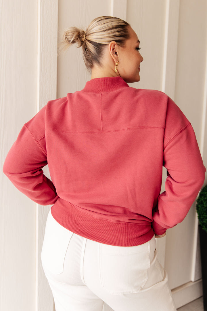 Make No Mistake Mock Neck Pullover in Cranberry-Sweaters/Sweatshirts-Inspired by Justeen-Women's Clothing Boutique