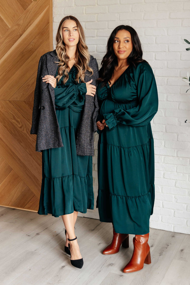 Makes Me Want to Skip Tiered Dress in Hunter Green-Dresses-Inspired by Justeen-Women's Clothing Boutique