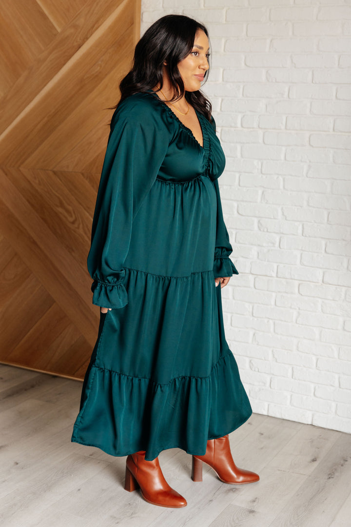 Makes Me Want to Skip Tiered Dress in Hunter Green-Dresses-Inspired by Justeen-Women's Clothing Boutique